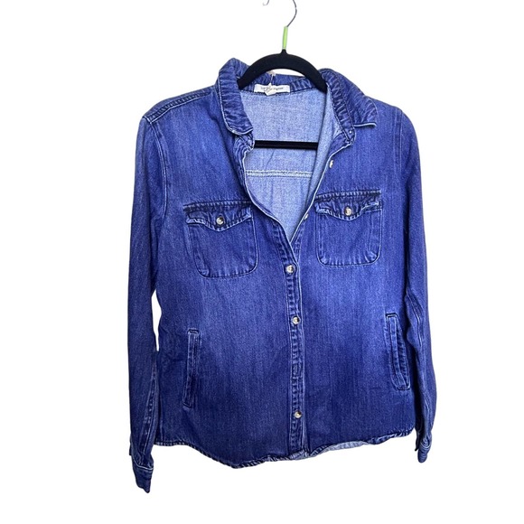 Life in Progress Denim chambray Button Up Blouse Top Size XS - Picture 1 of 7